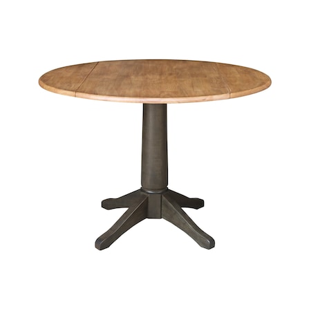 International Concepts Round Round 42 in. Top Dual Drop Leaf Pedestal Dining Table in Hickory/Washed Coal, 42 in W, Wood K45-42DPT-27B